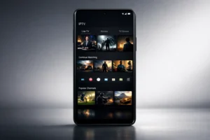 Beste IPTV Apps Android 2026 auf modernem Smartphone mit dunkler Benutzeroberfläche