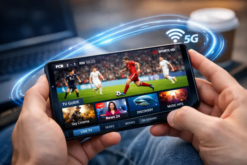 Modernes IPTV Streaming Erlebnis auf Smartphone mit schneller und stabiler Verbindung