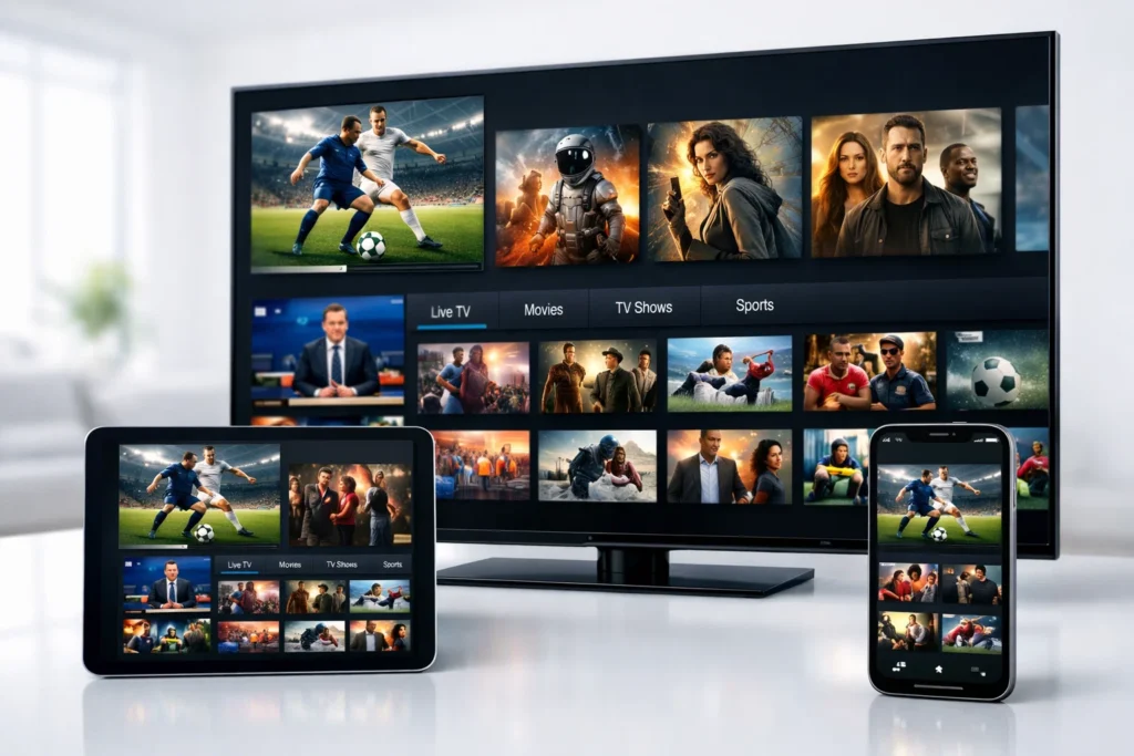 Vergleich von IPTV Streaming auf Smartphone, Tablet und Smart TV Geräten